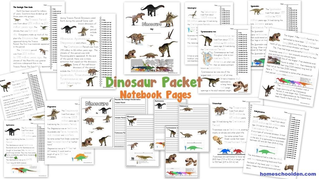 Dinosaur Packet - Worksheets and Notebook Pages