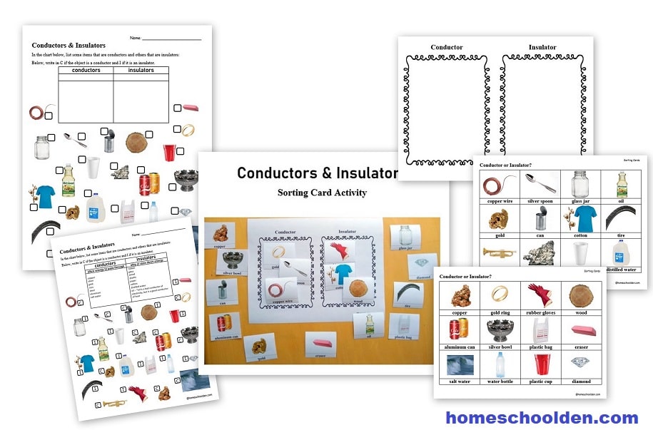 Conductors and Insulators Activities Sorting Cards