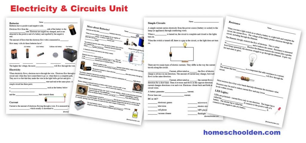 Electricity and Circuits Worksheets