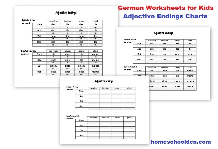 German worksheet Adjective Endings
