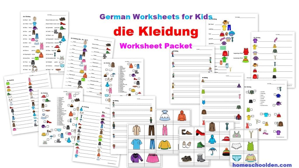 die Kleidung - German Worksheets for Kids