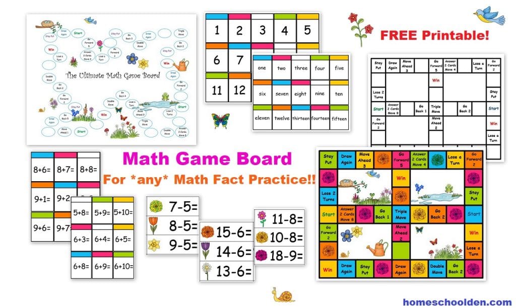 FREE Math Game Board - Addition - Subtraction