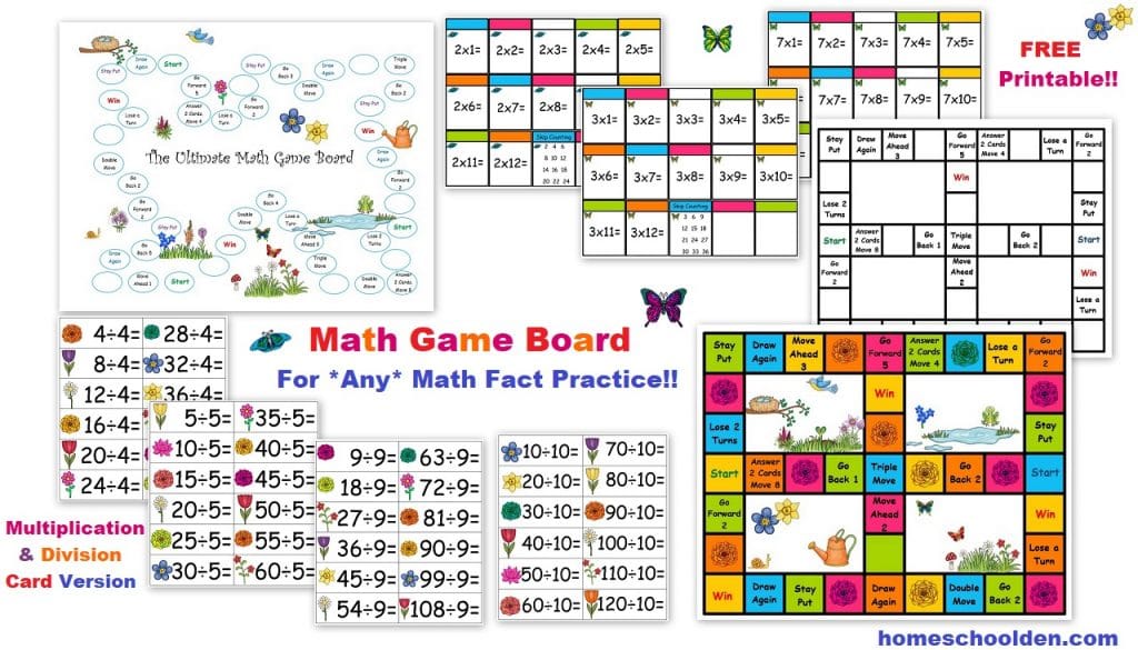 FREE Math Game Board - Multiplication Division