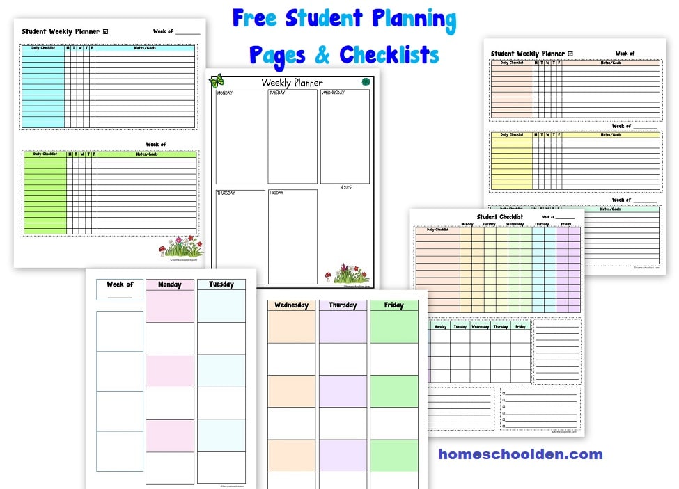 Free Student Planning Pages & Checklists