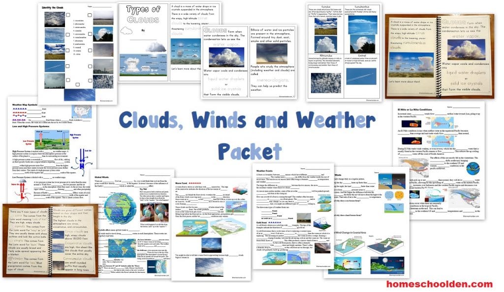 Clouds Winds Weather Worksheets - Packet