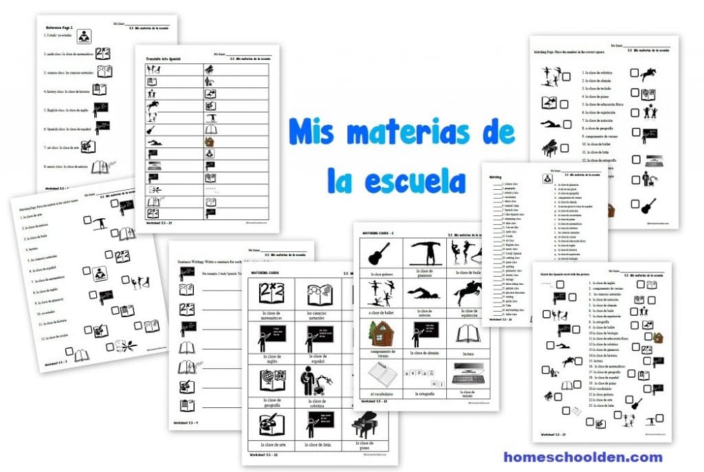 Mis materias de la escuela - School Subjects - Spanish Worksheets for Kids