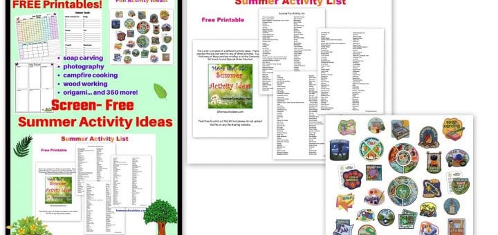 Screen Free Summer Activity List with Free Summer Planner