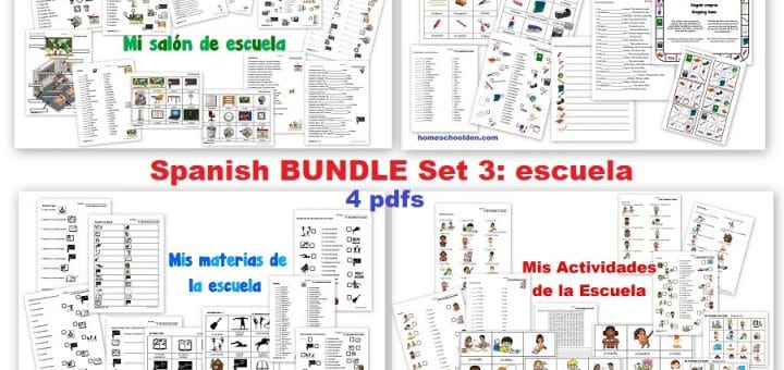 Spanish BUNDLE Set 3 - escuela - SCHOOL