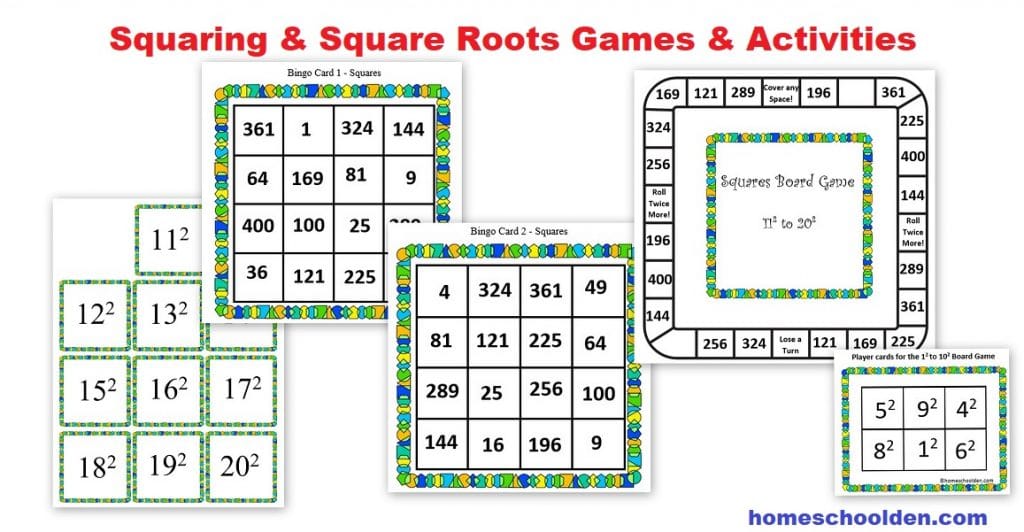 Squaring and Square Roots Games and Activities