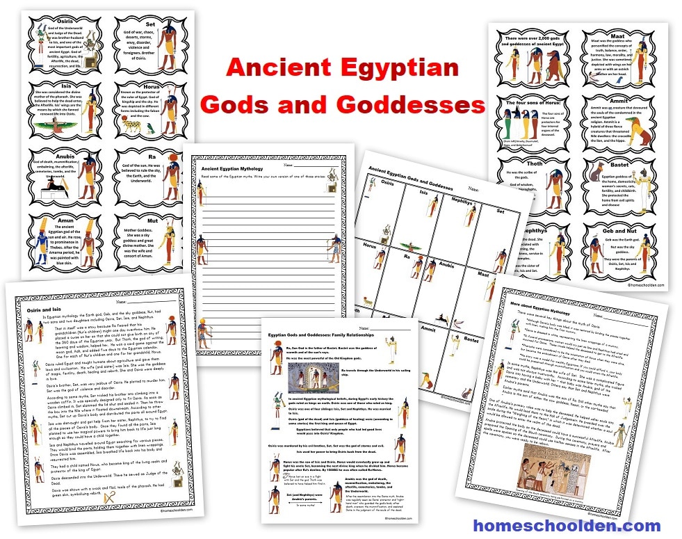 Ancient Egyptian Gods and Goddesses Worksheets and Cards