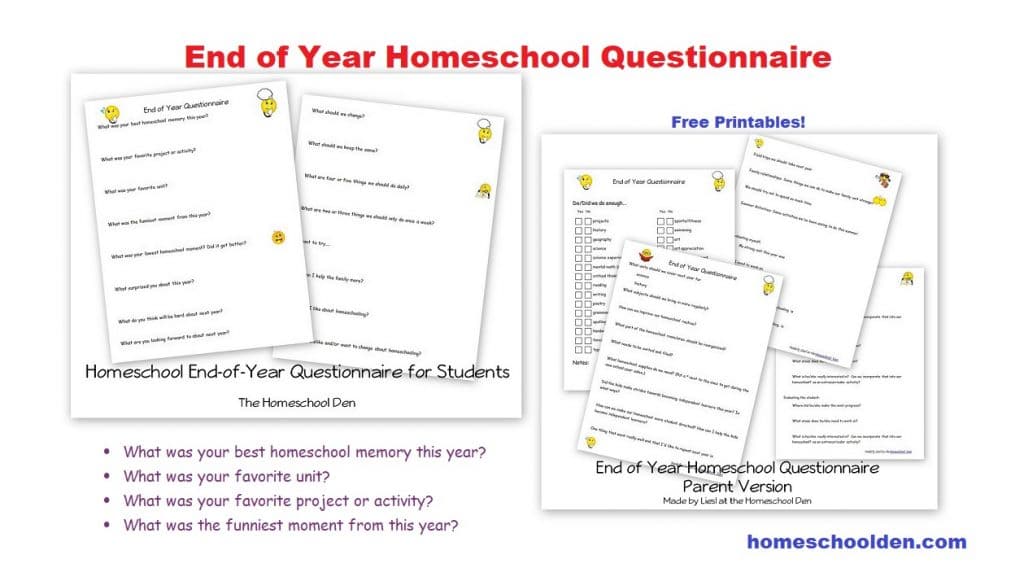End of Year Homeschool Questionnaire