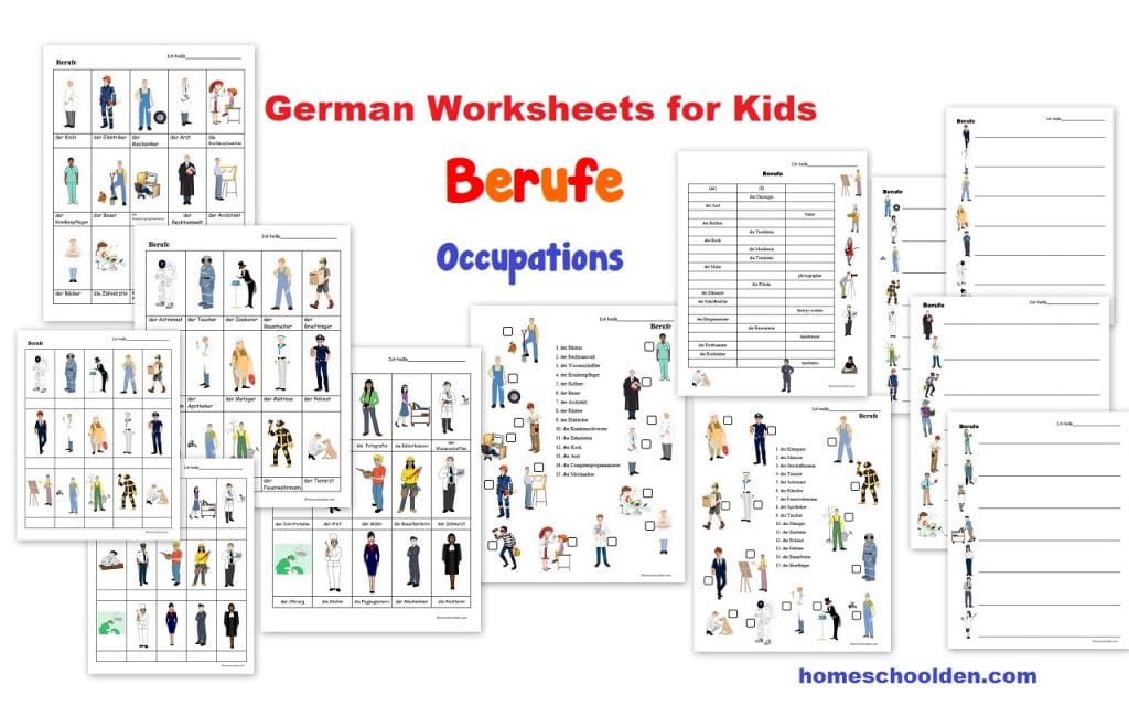german worksheets berufe occupations homeschool den