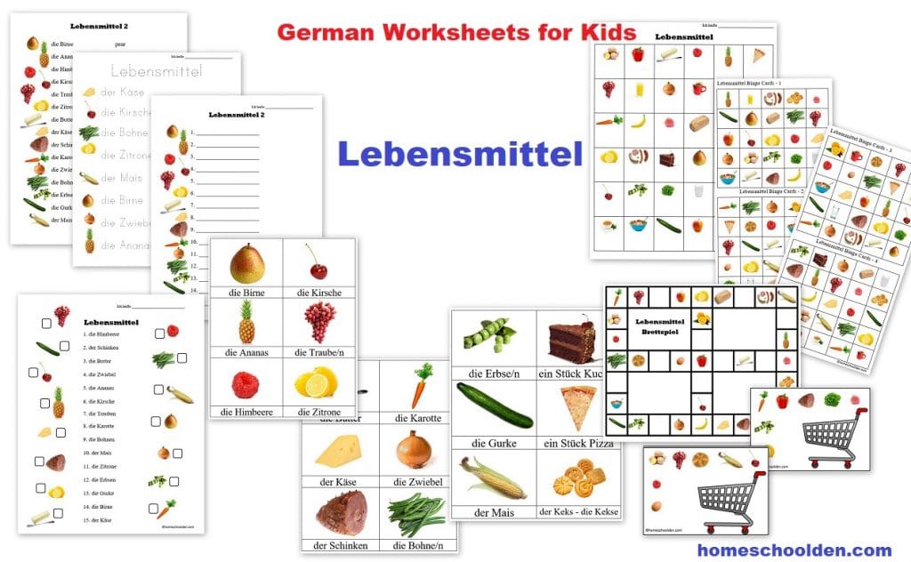 German Worksheets for Kids - Lebensmittel - Food and Drink Worksheets