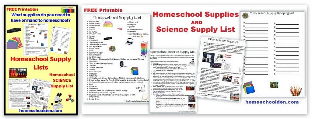Homeschool Supplies and Homeschool Science Supply List - Free Printable