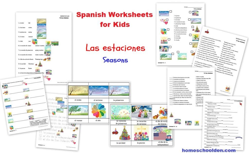 Spanish Worksheets for Kids - Las estaciones - the seasons