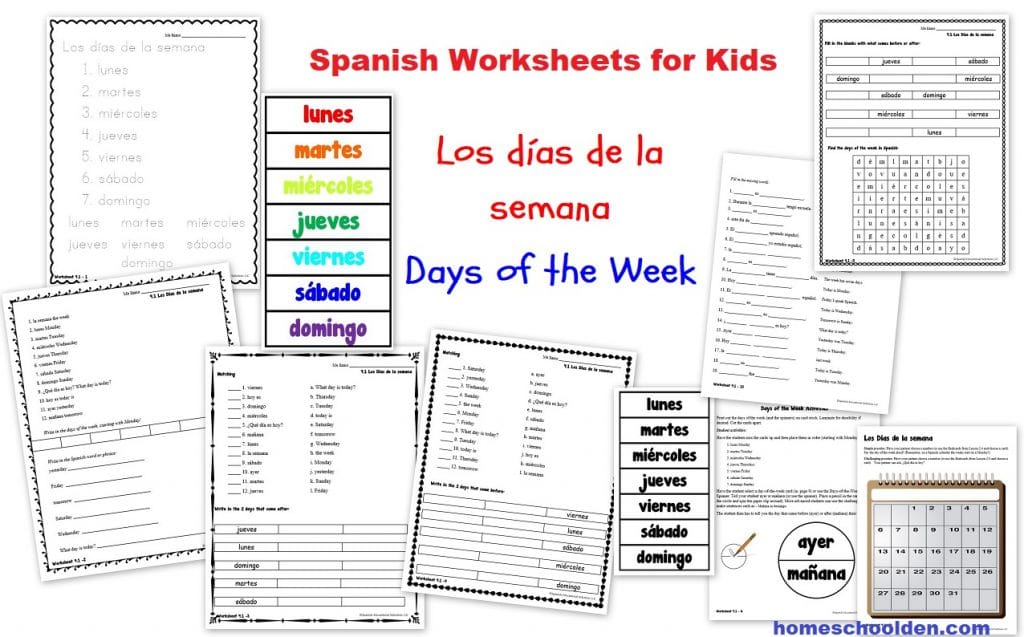 Spanish Worksheets for Kids - Los días de la semana activities games printables