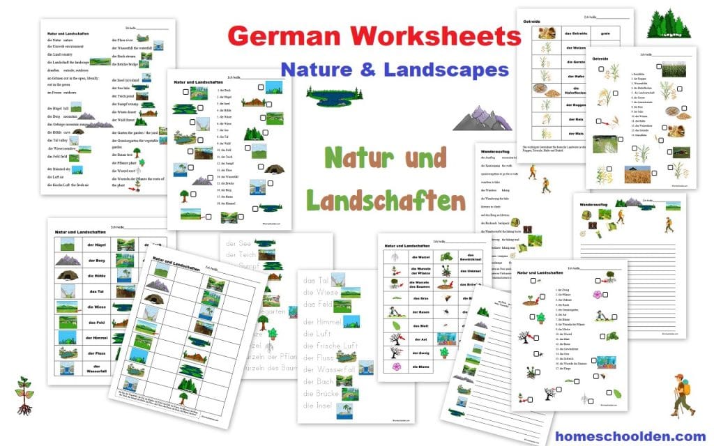 German Worksheets - Natur und Landschaften - Nature and Landscapes