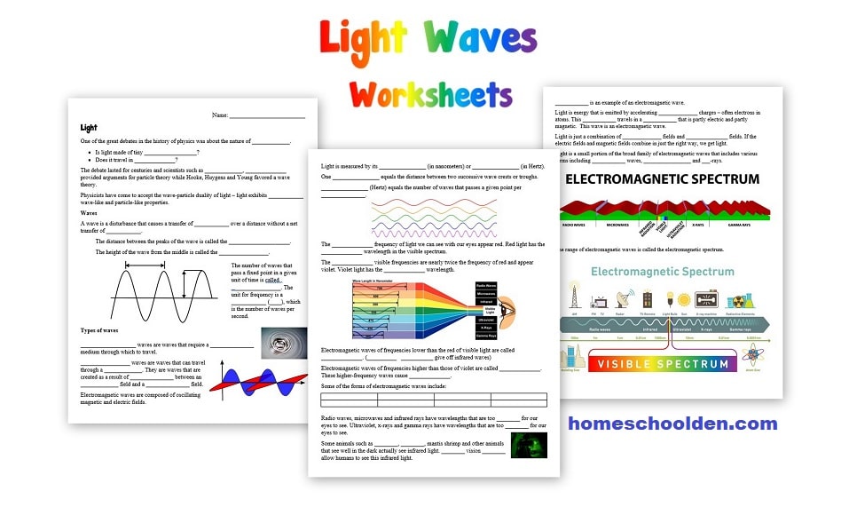 Light Waves Worksheets