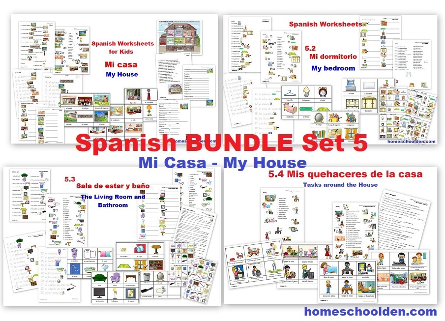 Spanish BUNDLE Set 5 - Mi Casa - My House - bedroom living room bathroom tasks