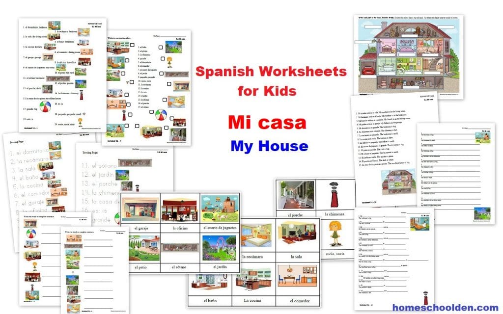 Spanish Worksheets for Kids Mi casa - My House