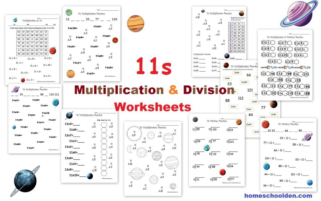 11s Multiplication and Division Worksheets - Skip Counting by 11s