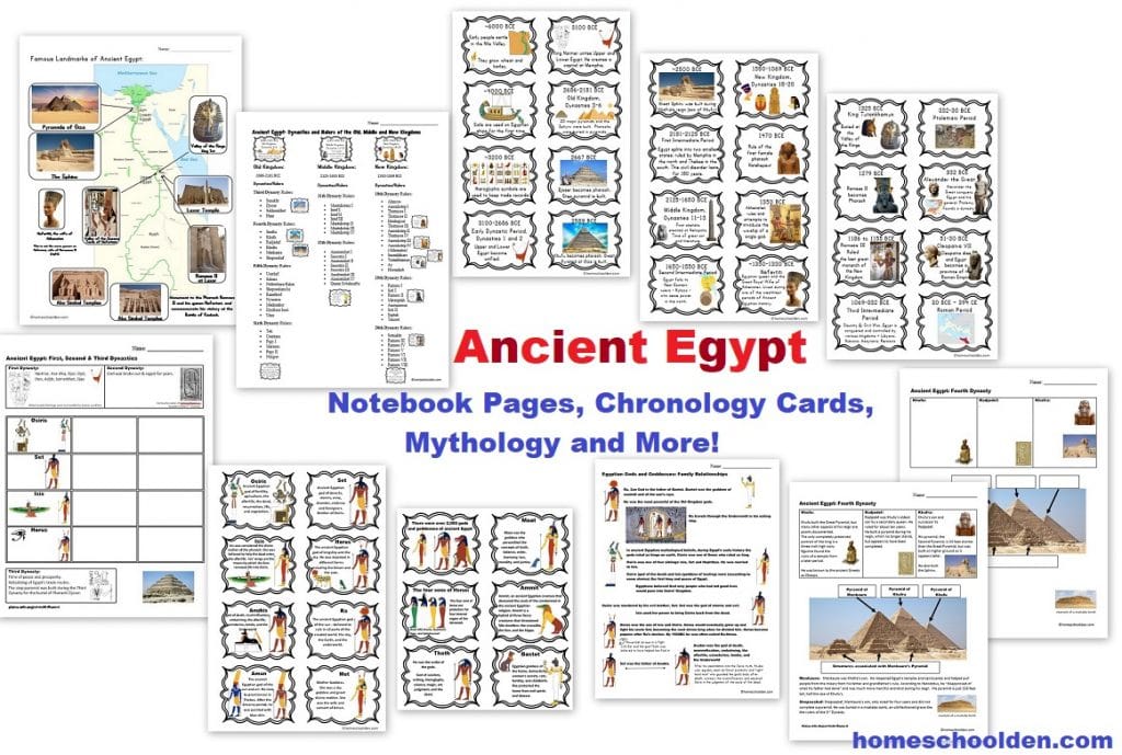 Ancient Egypt - Notebook Pages, Chronology Cards, Mythology Activities