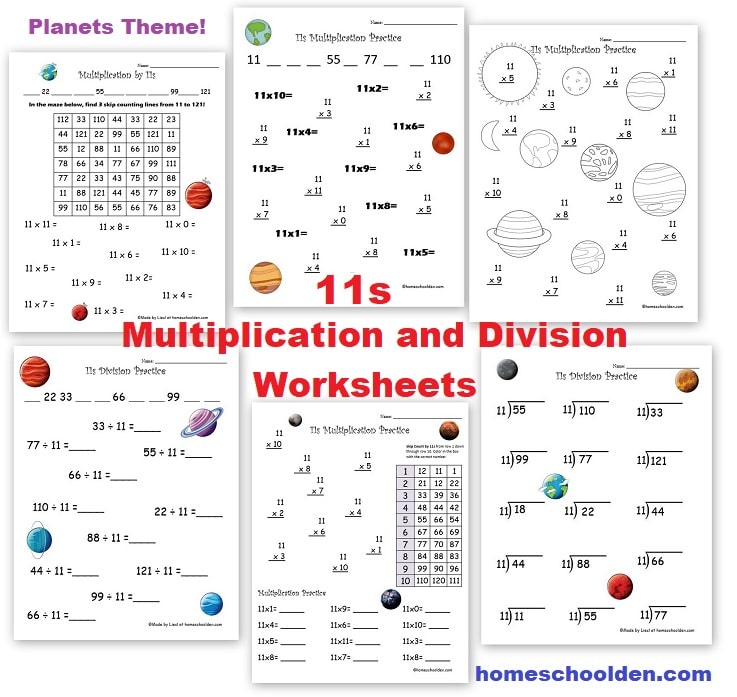 Multiplication and Division by 11s Worksheets -