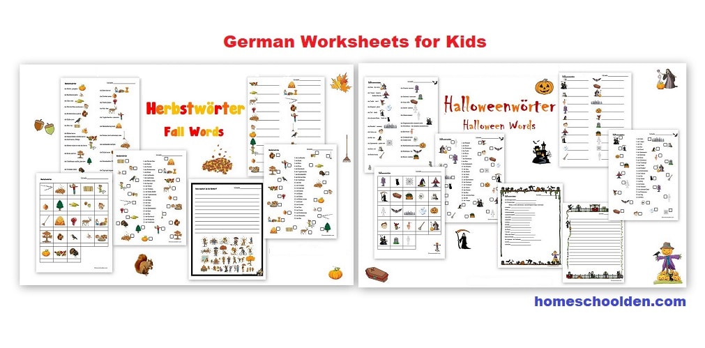 German Worksheets - Fall and Halloween - Herbst