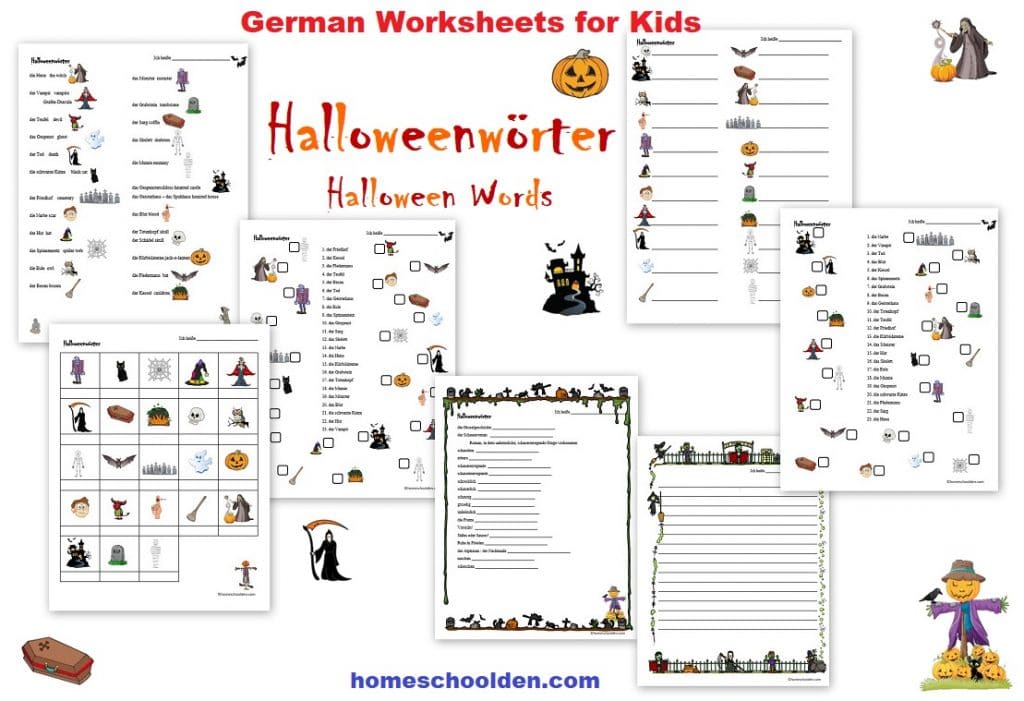 German Worksheets - Halloween Words