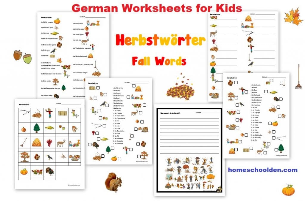 German Worksheets - Herbst - Fall Words - Herbstwörter