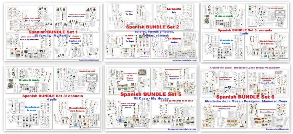 Spanish Worksheets for Kids - BUNDLES