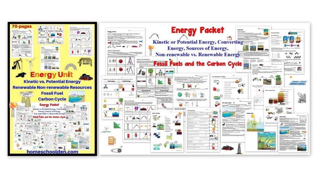 Energy Unit - Kinetic vs Potential Energy, Renewable vs Non-renewable Energy,  the Carbon Cycle and More! - Homeschool Den