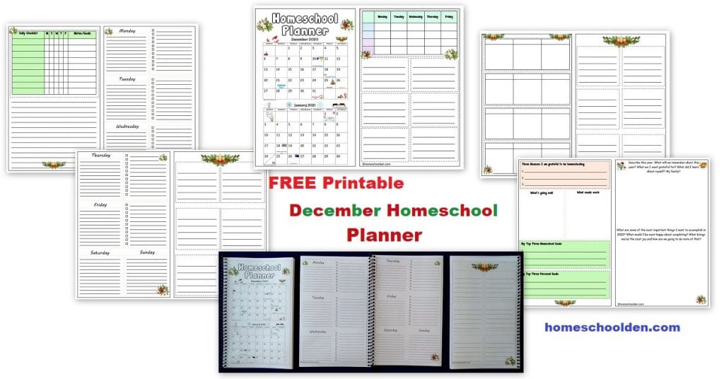 FREE Printable December Homeschool Planner