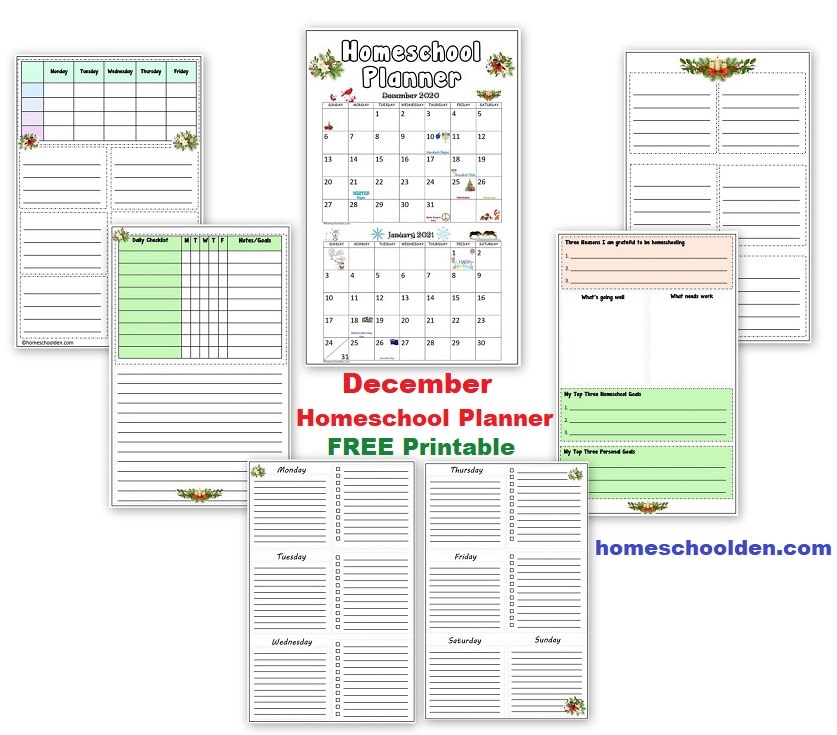 Free December Homeschool Planner