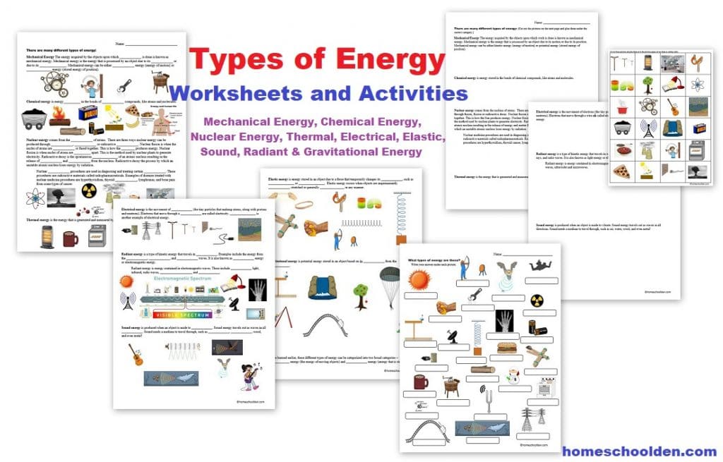 Types of Energy Worksheets and Activities