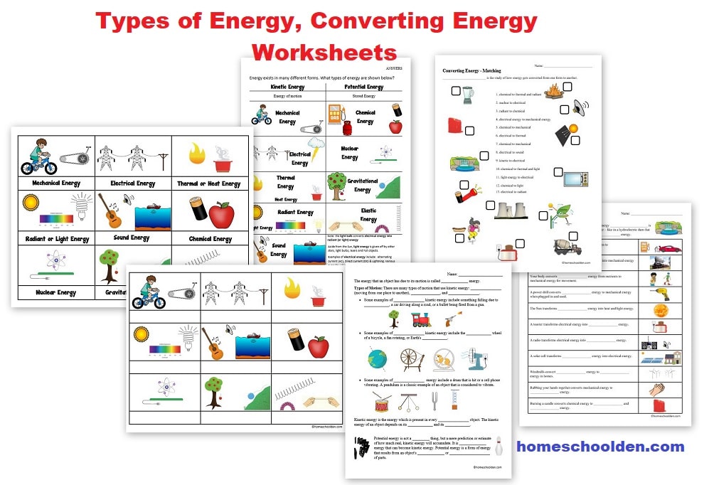 Types of Energy Worksheets