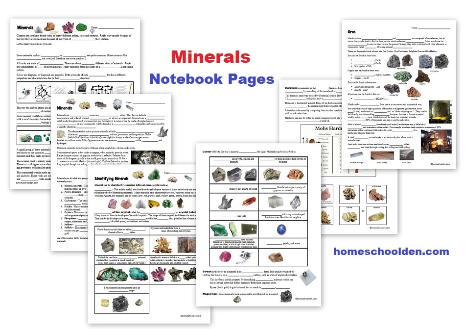 Minerals Worksheets - Notebook Pages