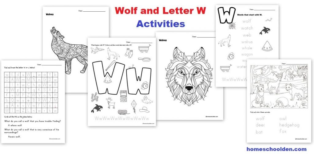 Wolf and Letter W Activities - Worksheets
