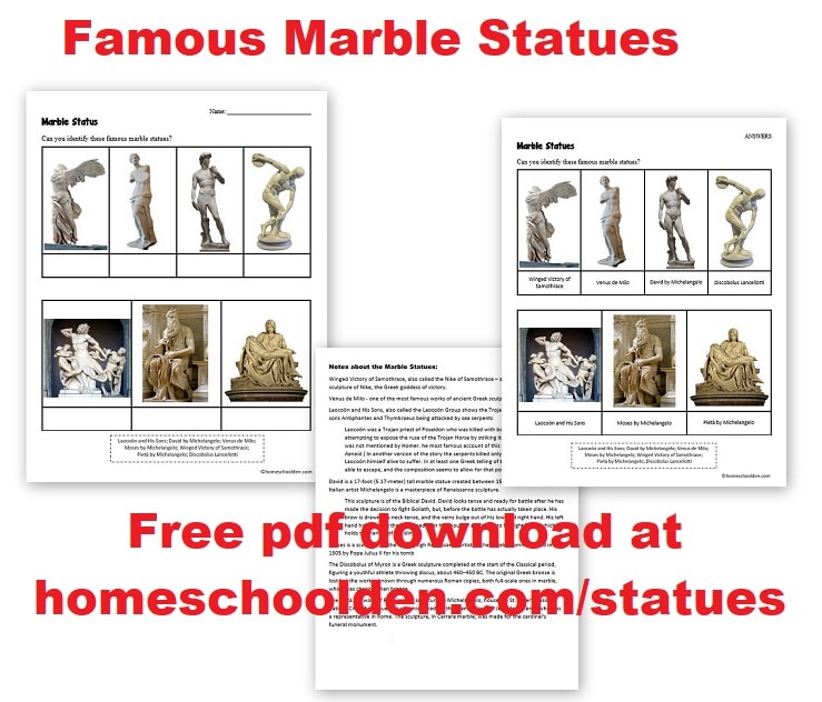 Famous Marble Statues Worksheet