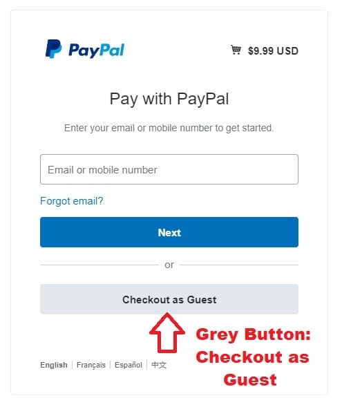 PayPal Grey Button - Checkout as Guest