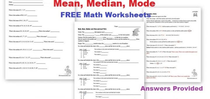 Mean Median Mode Math Worksheets