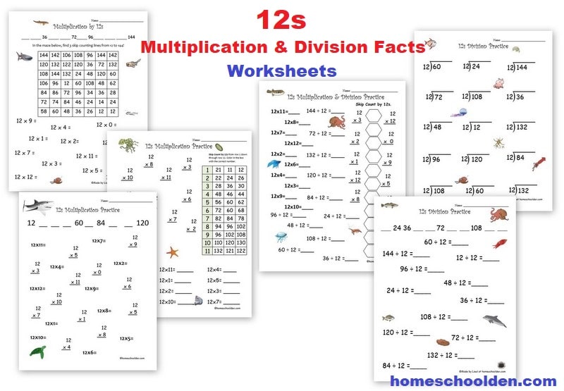 12s Worksheets - Multiplication and Division Facts