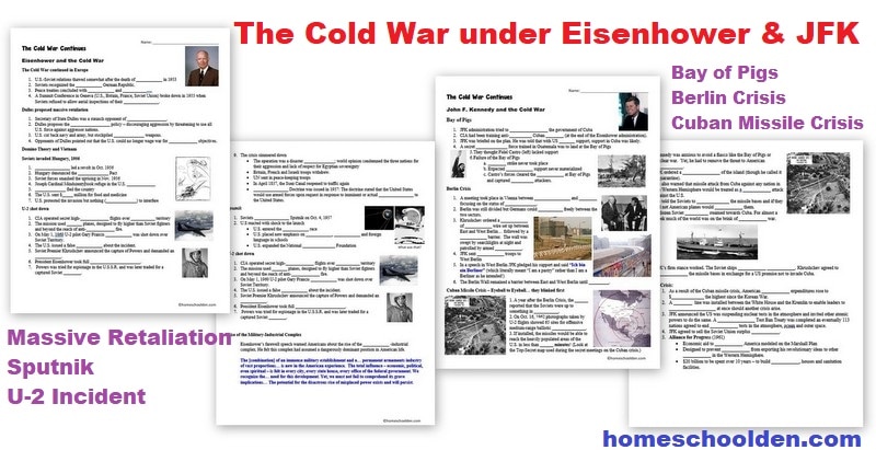 Cold War under Eisenhower and JFK Worksheets - Notebook Pages