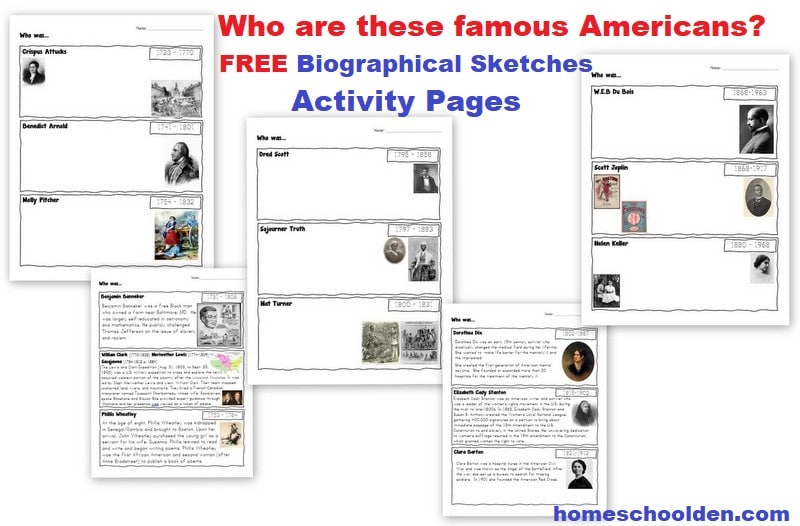 Famous American Activity Pages - Biographical Sketches