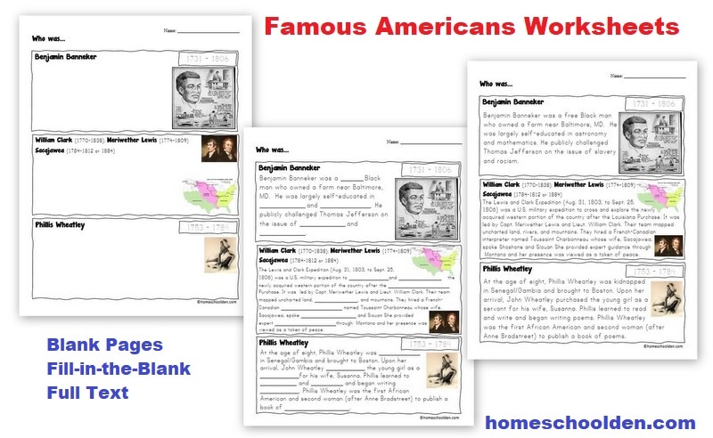 Famous Americans Worksheets