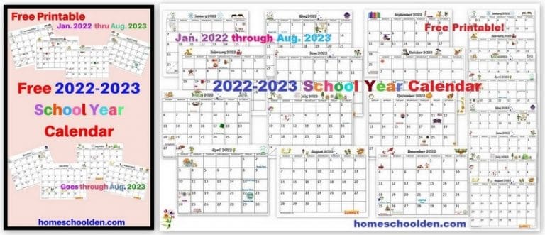 Free 2022-2023 Calendar Printable - Homeschool Den