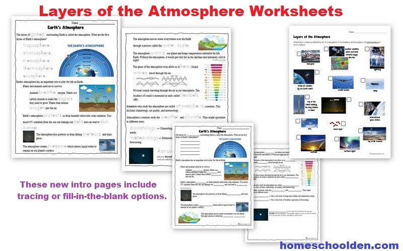 Layers of the Atmosphere Worksheets
