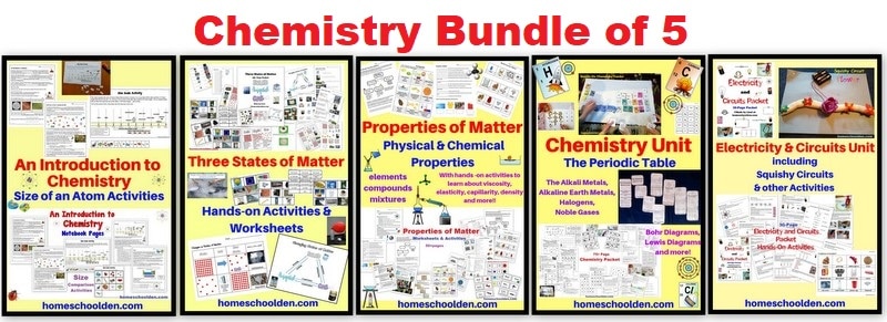 Chemistry BUNDLE of 5 - States of Matter Properties of Matter Periodic Table and more