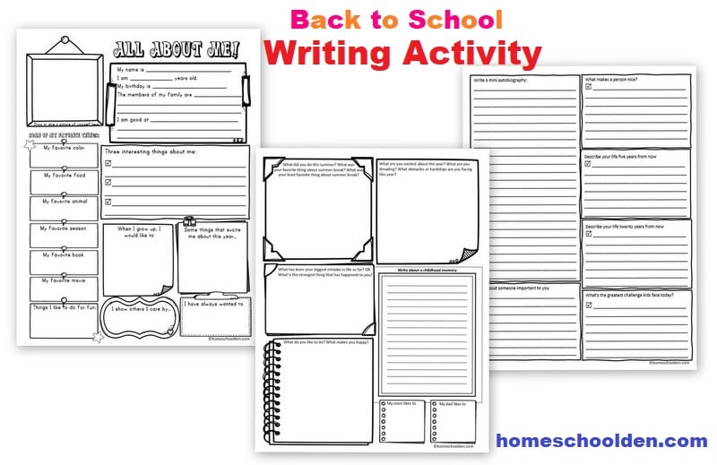 Back to School Writing Activity Pages