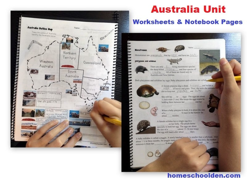 Australia Unit Worksheets and Notebook Pages